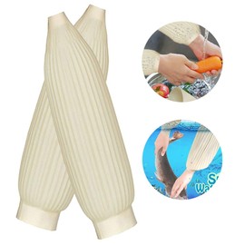 Calayu 1 Pair Waterproof Latex Arm Sleeves Waterproof Oil-Resistant Elastic Cord Cuffs Reusable Sleeve Protectors Thick for Dishwashing, Cleaning, Cooking