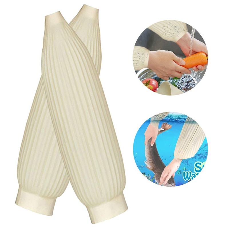 Calayu 1 Pair Waterproof Latex Arm Sleeves Waterproof Oil-Resistant Elastic