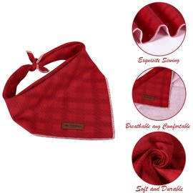 Christmas Plaid Red Dog Bandanas Mr. Chubbyface Girl Reversible Triangle Bibs Scarf Accessories for Dogs Cats Pets