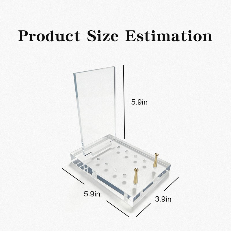 Clear Display Stand with Adjustable Gold-Toned Pegs, Picture Stands for