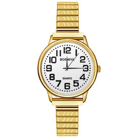 JewelryWe Womens Stretch Band Watches: Easy Reader Alloy Wrist Watches - Analog Quartz Watches Gifts for Girlfriend Mother Wife