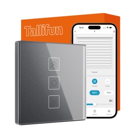 Tallifun Smart Roller Shutter Switch with Percentage Display, WiFi Blind Switch, Roller Shutter Control for Smart Life, Works with Alexa/Google Assistant/Siri, Requires Neutral Conductor 80 x 80 mm