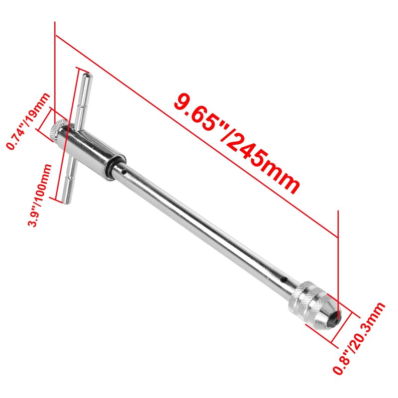 Rannb Adjustable Ratchet Tap Wrench for M3-M8 Thread Taps Extended