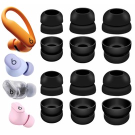 IiEXCEL Powerbeats Pro 2 Double Flange Ear Tips, 6 Pairs S/M/L Replacement Soft Silicone Rubber Flexbiel Gel Eartips Fit in Case Accessories Compatible with Powerbeats Pro 2nd - 2 Flange Black
