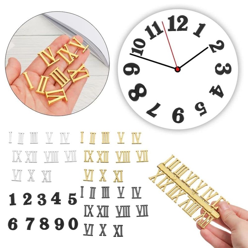 Vctitil 6 Pieces Clock Numerals Kit,Arabic Number and Roman Number