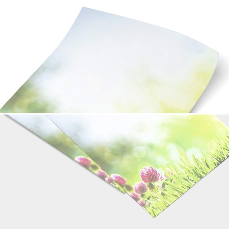 25 Sheets Letter Paper (A4) Green Summer Meadow Design Paper