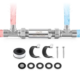 Crispaire 304 Stainless Steel Bypass Valve for Instant Hot Water Recirculating Pump - Upgraded Temperature Control Valve with 1/2" and 3/8" Connections, Perfect Replacement for Old Plastic Models