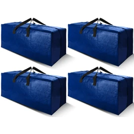 Cosy Family 4 Pack Heavy Duty Extra Large Moving Bags with Backpack Straps - Strong Handles & Zippers, Storage Totes For Space Saving, Fold Flat, Alternative to Moving Box (X-Large-Set of 4, Blue)