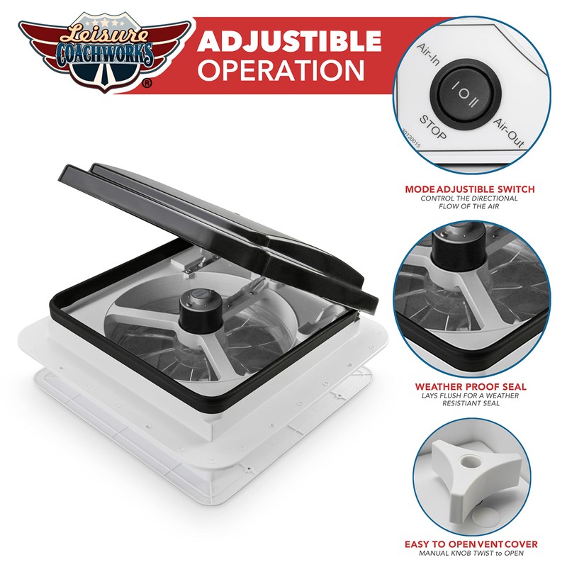 Leisure Coachworks 11" x 11" RV Roof Vent Fan With