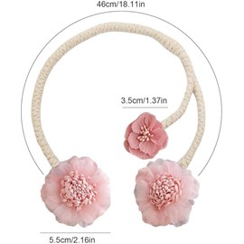 2 Packs Flower Curtain Buckle,Handmade Artificial Flower Curtain Holdbacks Clips,Flexible Curtain Tiebacks Clips Elegant Decorative for Living Room Bedroom (Pink)
