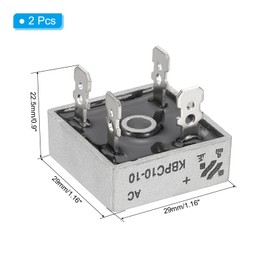 PATIKIL KBPC10-10 Rectifier Diode, 2 Pcs Bridge Rectifier 10A 1000V Electronic Silicon Diodes for Converting AC Power to DC Power, Black