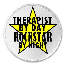 Unbranded Therapist by Day Rockstar by Night - 3" Circle Sew / Iron On Patch Therapy Gift