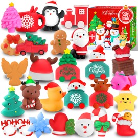 MOZACI Squishies, 25 Pack Mochi Squishy Toys - Christmas Kawaii Cat Squishys Slow Rising Animals - Party Favors, Goodie Bag, Birthday Gifts, Mini Squishies Stress Reliever Toy Pack