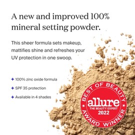 Supergoop! (Re) setting Mineral Powder, Medium - 0.15 oz - Makeup Setting Powder + Broad Spectrum SPF 35 PA+++ Sunscreen - With Ceramides, Olive Glycerides & Coated Silica Spheres