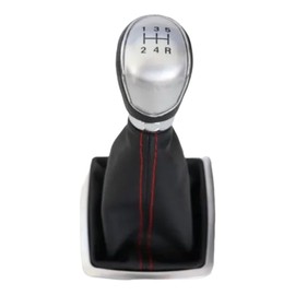 VENAKON Pomo Palanca de Cambios con Funda Compatible con Ford Fiesta Focus 2005-2011, Plástico y Funda de Piel, Moderno, 1 Unidad