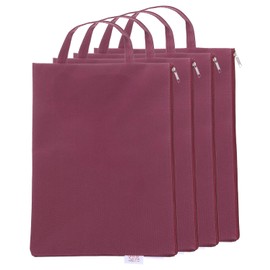 uxcell 4 Pcs Zipper File Bags, 9.6" x 13.4" Waterproof Oxford Fabric A4 Zipper Document Bag Storage Organizer Pouch with Handle for Organizing, Red