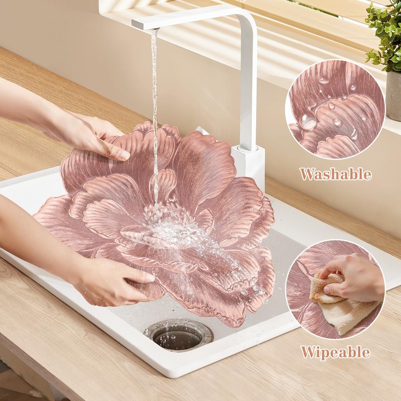 fanquare 3D Rose Gold Flower Placemats Set of 6, 15"