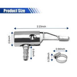 smilfuy 2PCS 1/4" Lock On All Metal Air Chuck, Mini Air Compressor Hose End with Barb Connector, Portable Tire Inflator Tire Chuck with Hose Clamp, Car Inflation Pump Air Nozzle for Hose Repair
