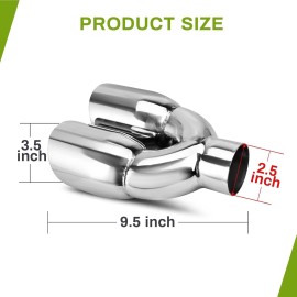 KEEPDSGN For 1992-1996 Checy Corvette C4 5.7L LT-1 & LT-4 2.5" in Dual Exhaust Pipe Tip
