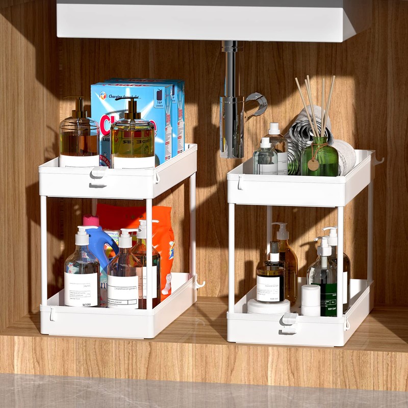 SPACEKEEPER Storage Cart, 4-Tier Mobile Shelving Unit, Bathroom Rolling Cart