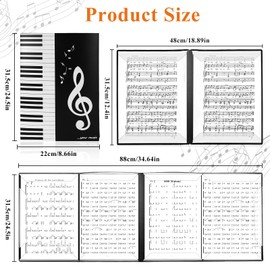AUAUY 2 Pieces Sheet Music Folders 6-Sided A4 Choral Collapsible Files Folders Holder, Music File Display Folder Presentation Binder for Piano Guitar Violin Paper Document Music Lovers Students Use