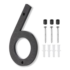 PATIKIL 10 Inch House Number, House Address Numbers Sign Large Floating Modern with Screws for Outside Door Wall Street, Black, 6