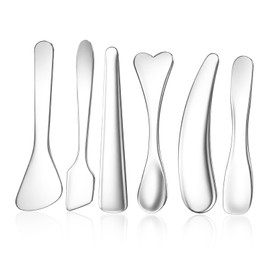 6 Pcs Face Mask Applicator Cosmetic Spatula Skincare Spatula Mini Stainless Steel Makeup Spatulas Cosmetic Spoon Beauty Spatulas Facial Massage Beauty Tools for Mixing Sampling Face Eye Cream