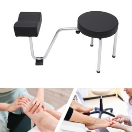LIECARYAM Pedicure Stool W/Footrest, Height Adjustable Nail Pedicure Stool Leg Rest Stand (Black)