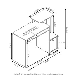 Furinno Econ Multipurpose Home Office Computer Writing Desk, regular, Dark Walnut