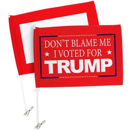Trump Flag Dont Blame Me Red Car Flags Pack + Blue Star Banner Military Veterans Armed Forces Memorial Vehicle Auto Window Decor Bandera Outdoor Pole Accessories, Made in USA