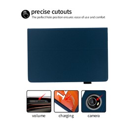 Case for TUOHAITIME C5 Android 14 Tablet 11inch,Folding Stand Protective,BOVUGAC Case Cover with Pencil Holder,Wrist Strap,Full Protection,Premium PU,Scratch Resistant(Dark Blue)