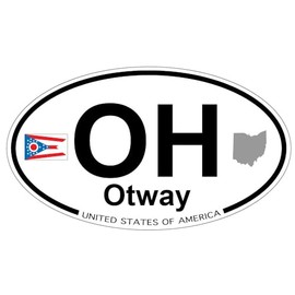 US Decal, Inc. Otway, Ohio Oval Sticker with State Flag