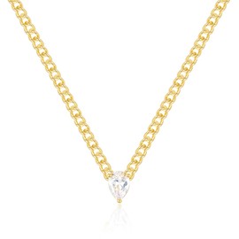 KissYan Diamond Necklace for Women, 14K Gold Plated Cubic Zirconia Solitaire Pendant Necklaces Dainty Rhinestone Jewelry Gifts for Teen Girls, Brass, Cubic Zirconia, teardrop