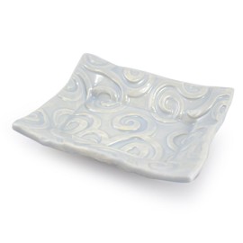 Handmade Textured Ceramic Soap Dish (Grey Swirl)