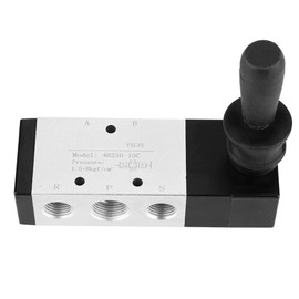 Pneumatic Valve, Manual Control Valve Aluminium Alloy Hand Lever Valve with 5 Ports and 3 Positions, 0~0.8 MPa, with PT1/4 Inlet, Air Pressure Flow Control (4H330-10)