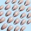 French Tip False Nails - 30pcs Short Almond Press on