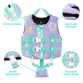 Boglia Kids Swim Vest Toddler Float Jacket for Children Boys and Girls 20-30-40-50-60-70-80Lbs with Adjustable Safety Strap
