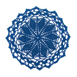 SUNONE11HKA 12 Inch Lace Crochet Doilies Table Placemat Washable Kitchen Round Leaves Decor Doily (Blue)
