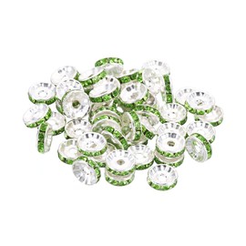 PATIKIL 10mm Spacer Beads, 100pcs Bead Spacers Rondelle Spacer Beads Rhinestone Small Round Bulk Glass Beads Crystal for Jewelry Making Bracelets Necklaces DIY, Green
