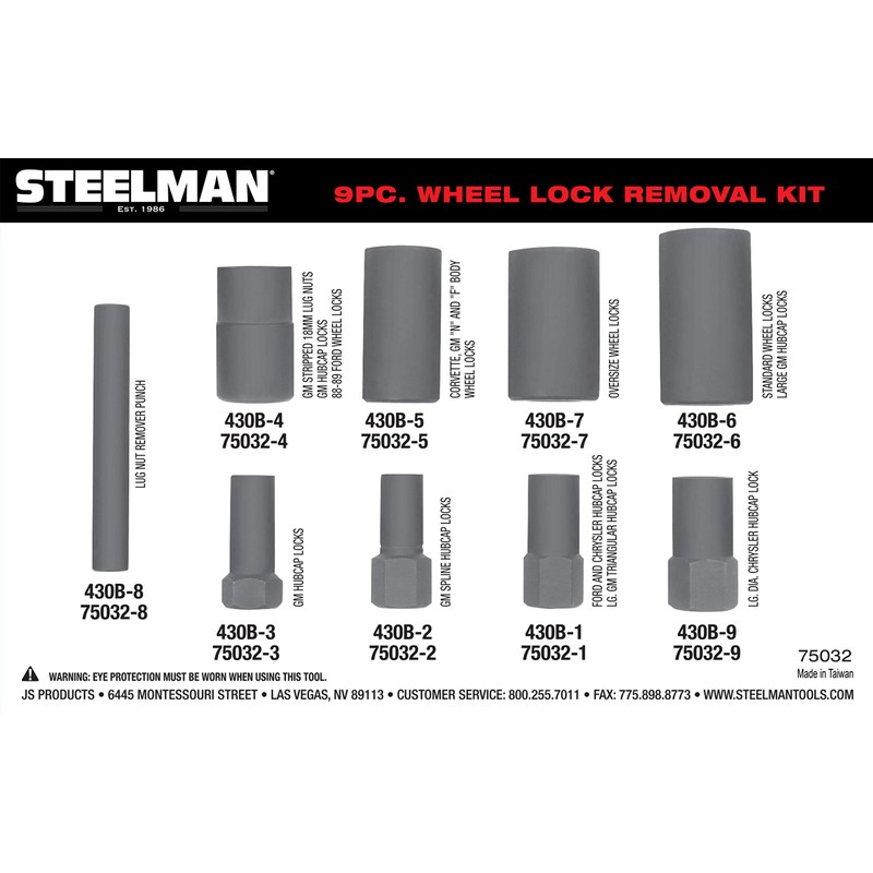 Steelman 75032 9-Piece Hubcap and Wheel Lock Removal Kit