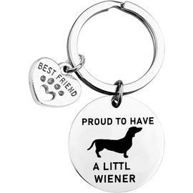 Lywjyb Birdgot Dachshund Gift Wiener Dog Gift Dog Mom Gift Dachshund Lovers Jewelry Proud to Have a Little Wiener Keychain Pet Dog Gift (Wiener dog ky)