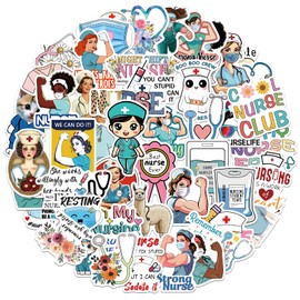 50 Pcs Nurse Stickers Nurse's Day Decals Cute Nursing Sticker Nurse Accessories Medical Decal for Work Nurse Week Gifts Laptops Water Bottles Planner Scrapbook Luggage