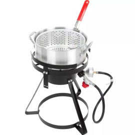 Backyard Pro 10 Qt. Outdoor Aluminum Fish Deep Fryer Cooker Kit Pot Propane LP Patio