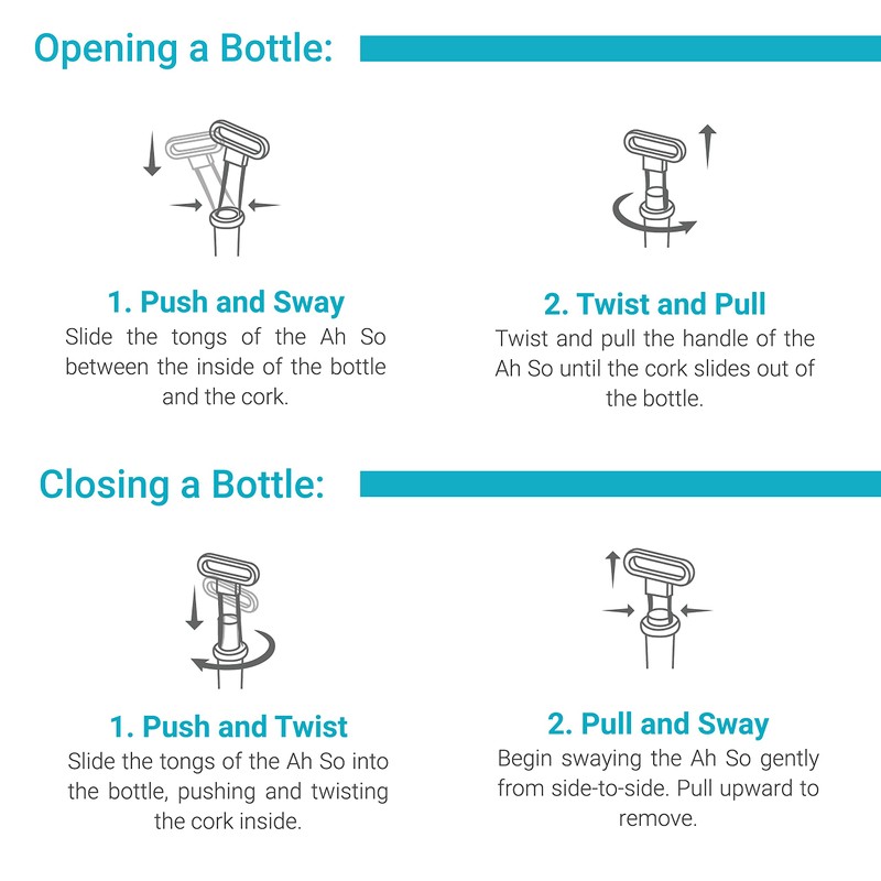 Ah So Wine Opener - Two Prong Cork Puller with