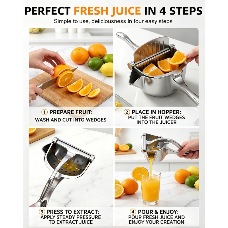 Hand Juicer Lemon Squeezer Press Manual Fruit Juice Metal Handheld
