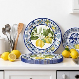 ZRLABL Lemon Floral Disposable Paper Plates, 40 Pack, 9 Inch Dinner and 7 Inch Dessert Plates, Lemon Design for Wedding Birthday Garden Party (Lemon-Plates)