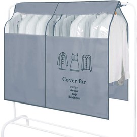 Protector de Ropa Colgante,Funda protectora para ropa, ideal para vestidos, trajes, abrigos, chaqueta y ropa más larga (Gris)