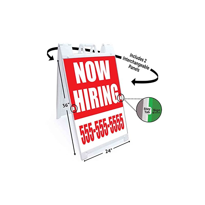 Now Hiring (24" X 36") Standard A-Frame Signicade, Includes Decal