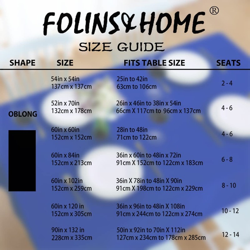 FOLINS&HOME - Mantel rectangular azul real, 60 x 102 pulgadas,