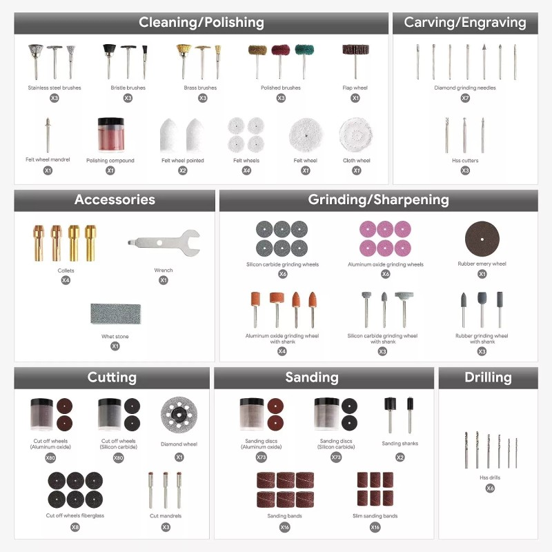 DEPSTECH Rotary Tool Accessories Kit 420Pcs Set Universal Fits Carving